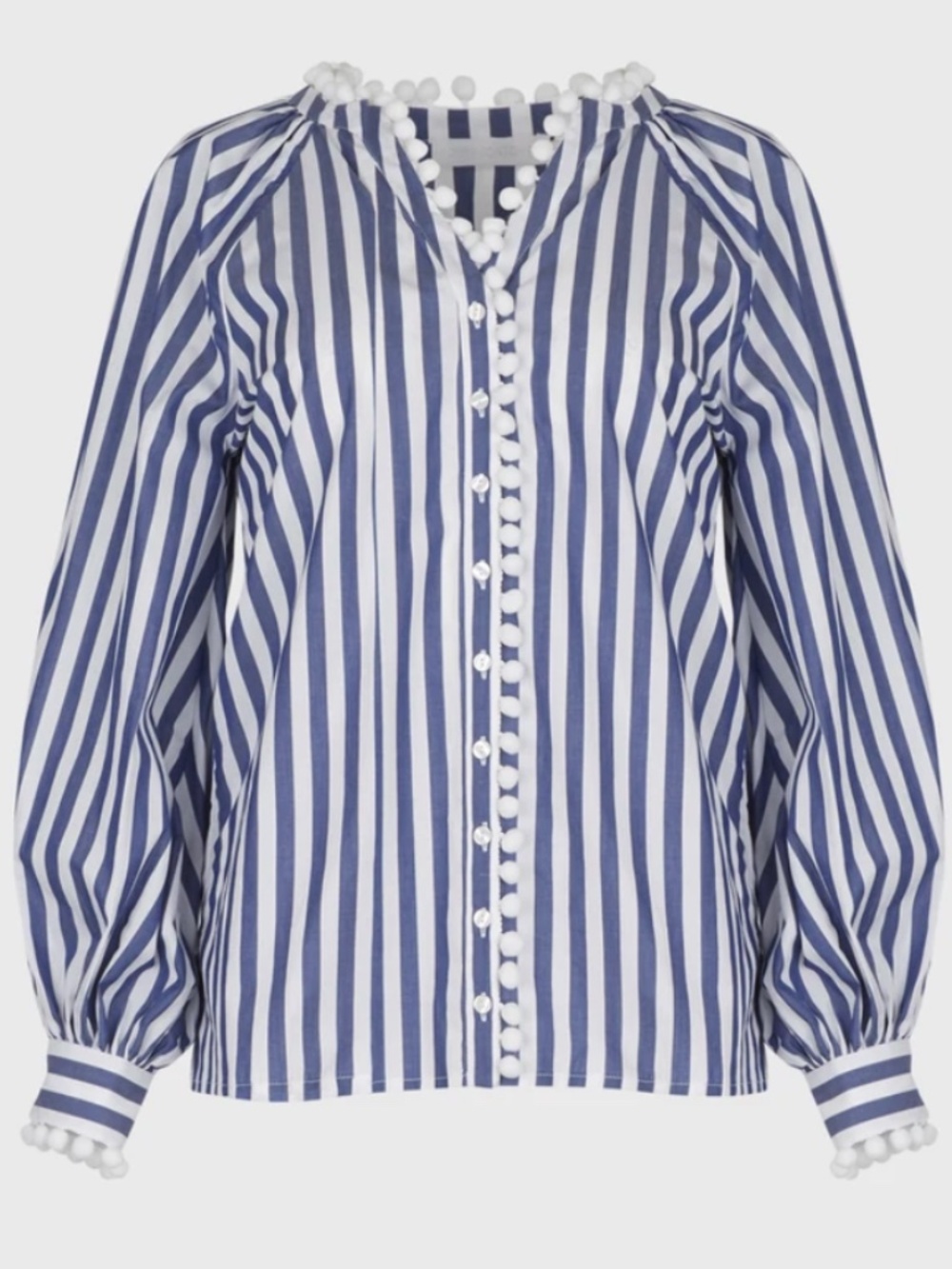 Anne Fontaine NELLI Blue White Striped Cotton Shirt NWT Size 46 P25F046